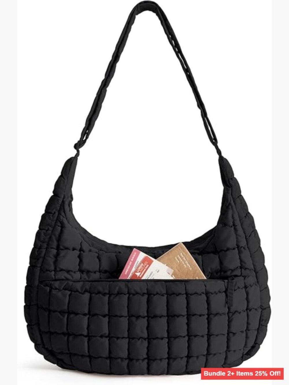 Quilted Puffy Crossbody Hobo Bag, Soft Fluffy Shoulder Handbag for Daily Use